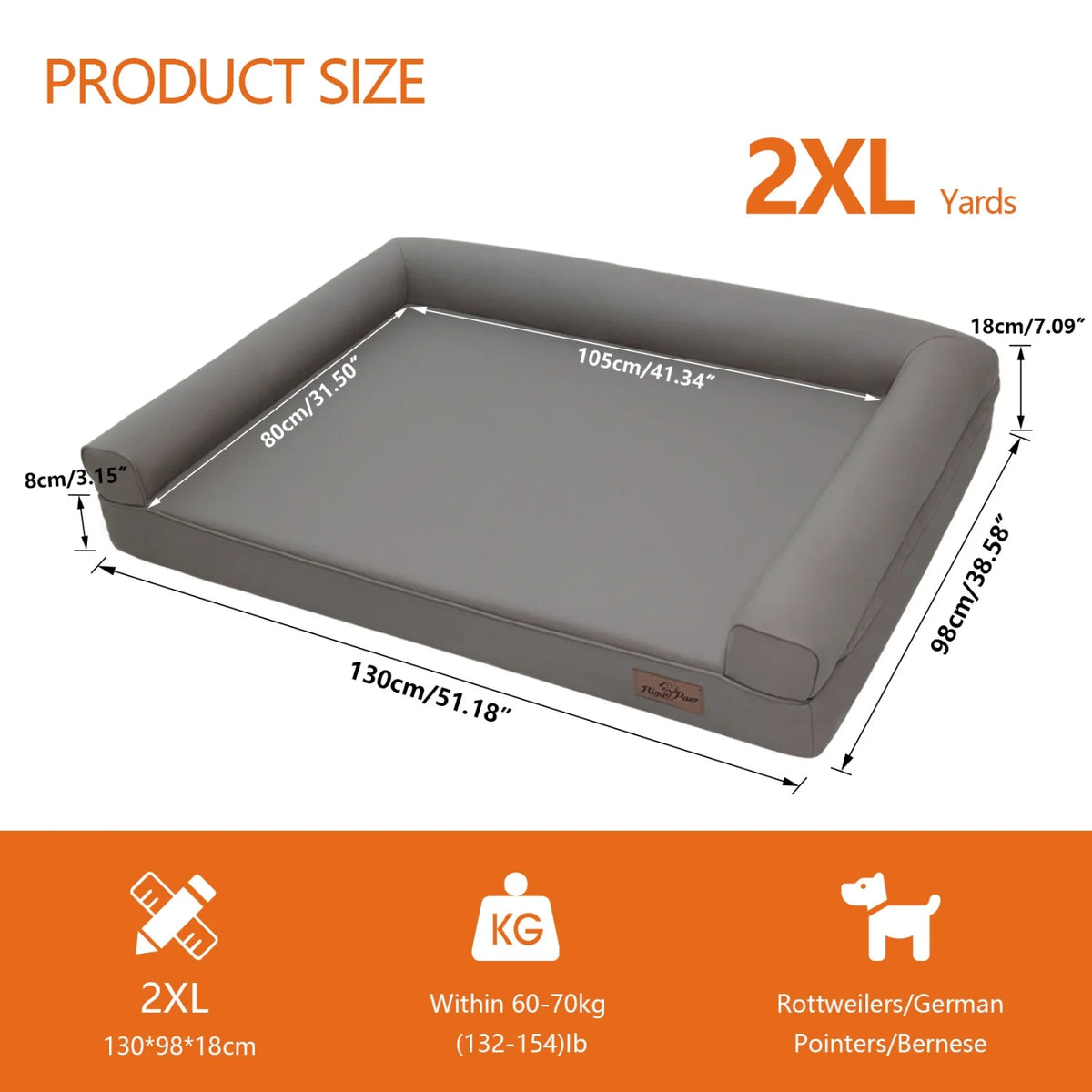 I YAN M-2XL indoor orthopedic dog bed with microfiber leather cover, supportive bolster, and plush pet lounge cushion.
