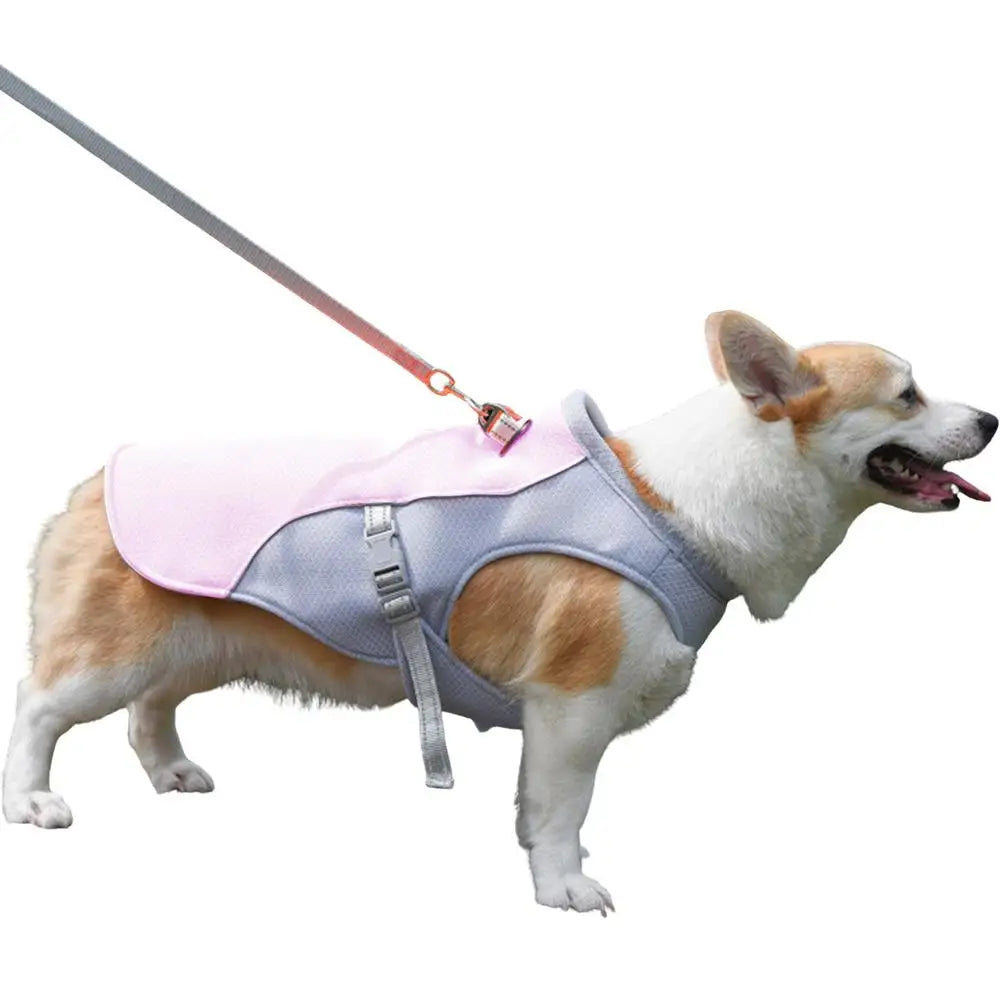 I YAN dog cooling vest with three-layer breathable fabric, designed for medium and large dogs to stay cool in summer.