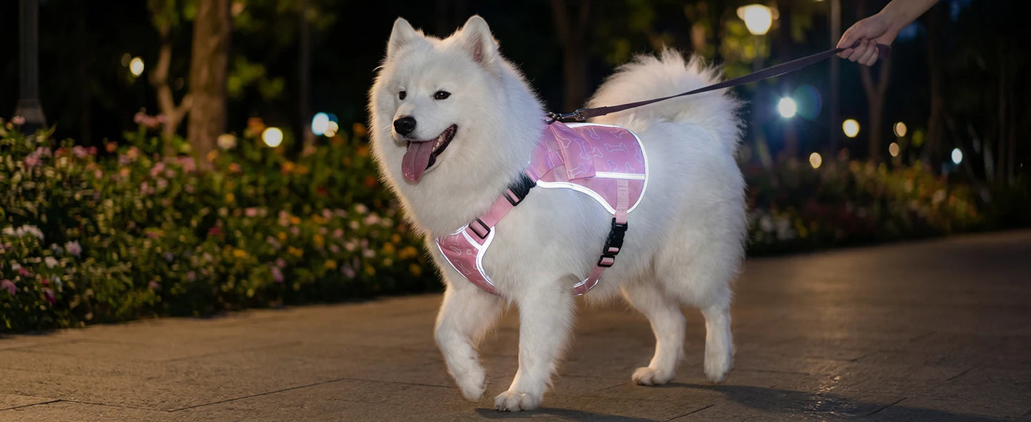Pink dog cooling vest harness with 4 ice packs, providing over 180 minutes of cooling for large dogs by I YAN.