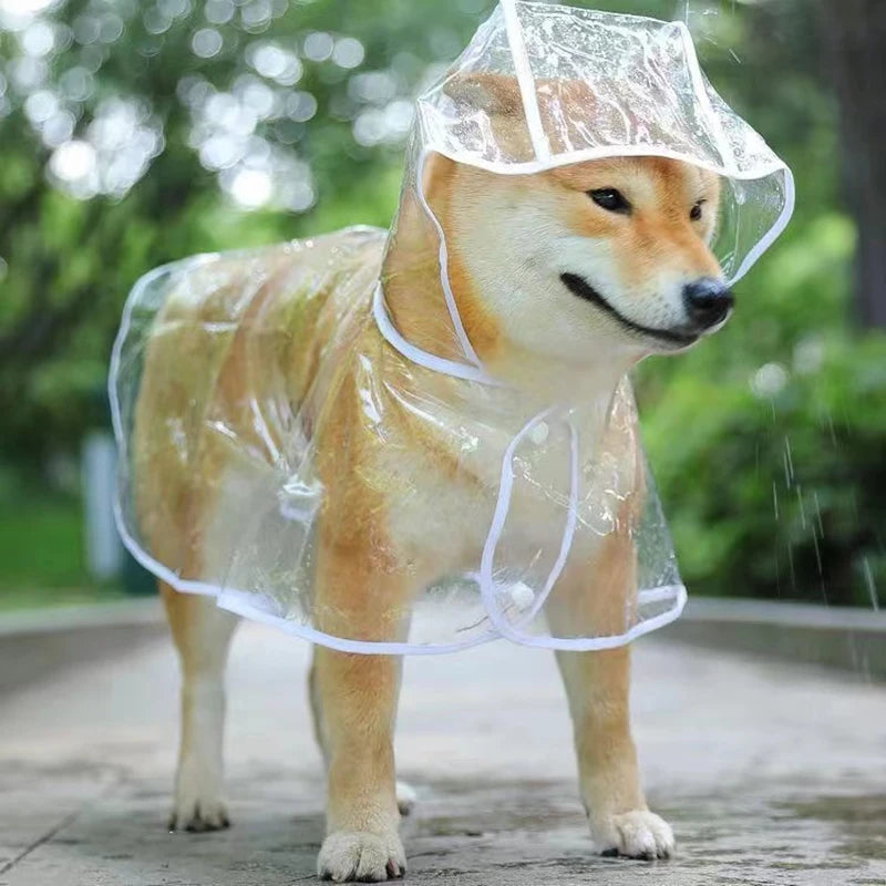 I YAN pet dog puppy transparent waterproof raincoat with hood, soft PVC material, ideal for small dogs during rainy weather.