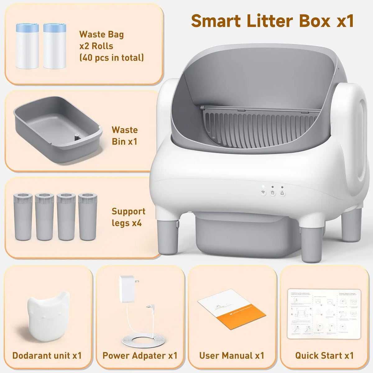 Smart Auto Self-Cleaning Litter Box – 10.5L Waste Bin, 14-Day Capacity & App Health Monitoring for Multi-Cat Homes