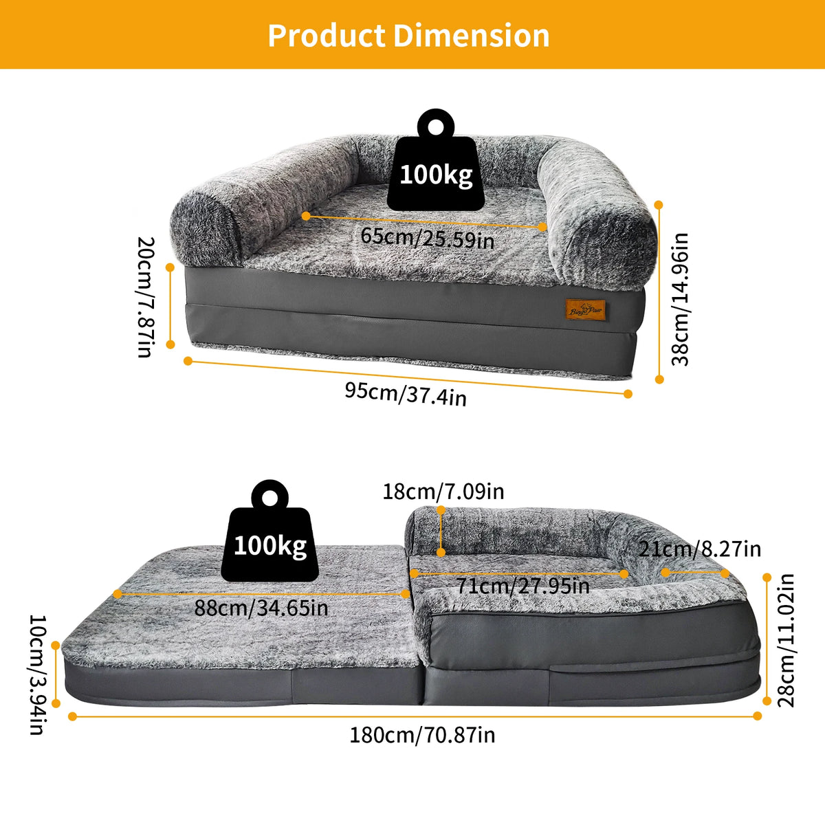 Large 180cm giant dog bed by I YAN with plush cover, foldable design, orthopedic support, perfect for calming, human-sized pet sleeping space.
