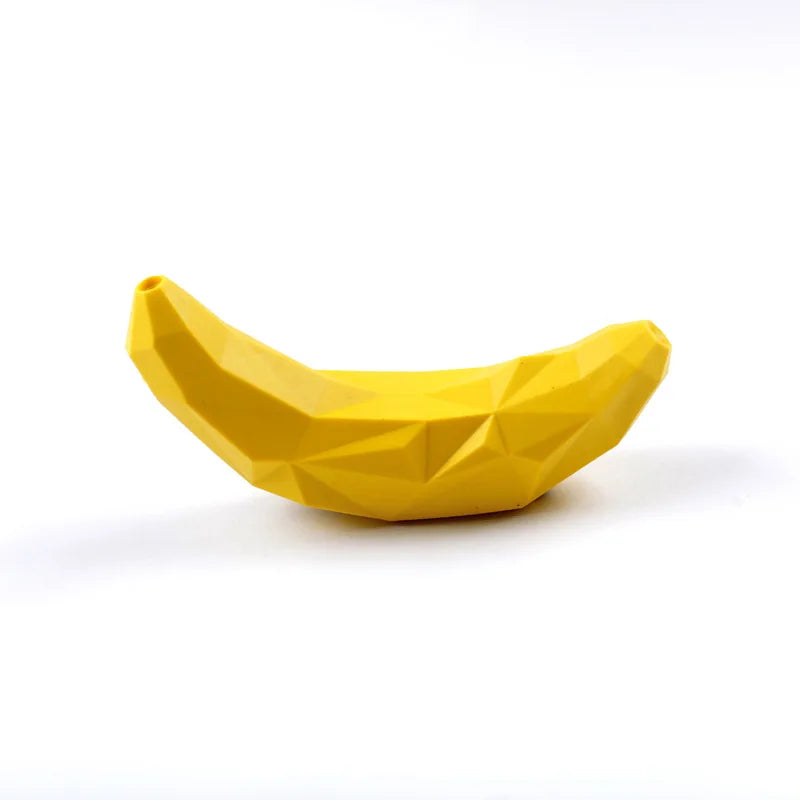 I YAN rubber dog ball chew dispenser with squeaking and snack holder, designed for playful dogs and puppy tooth cleaning.
