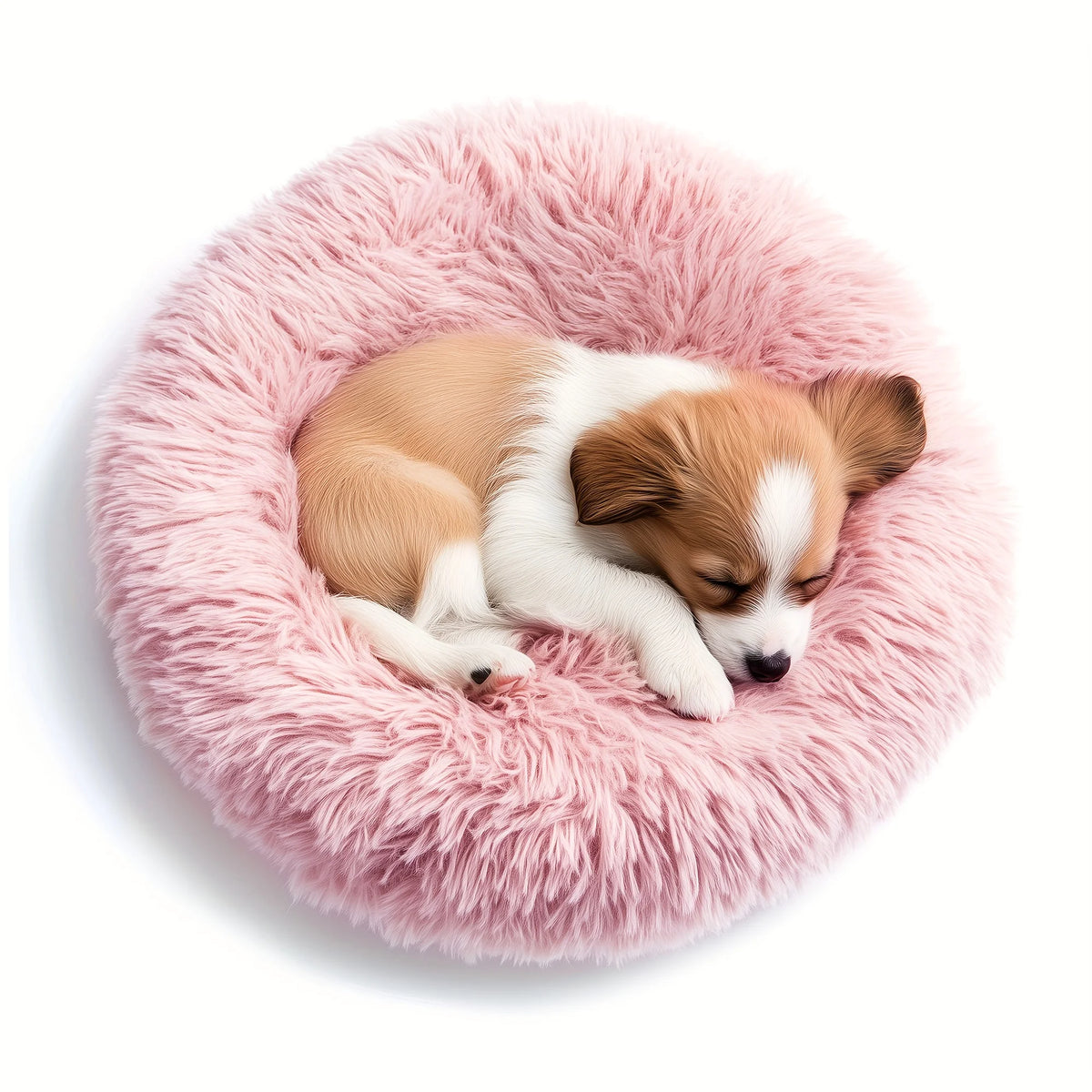 Soft washable donut dog bed for small dogs and cats by I YAN, lightweight with non-slip base and machine-friendly design.
