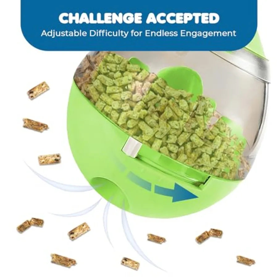 Small dog and puppy treat ball by I YAN, adjustable slow feeder and boredom buster for cats and dogs with naughty chewing habits.
