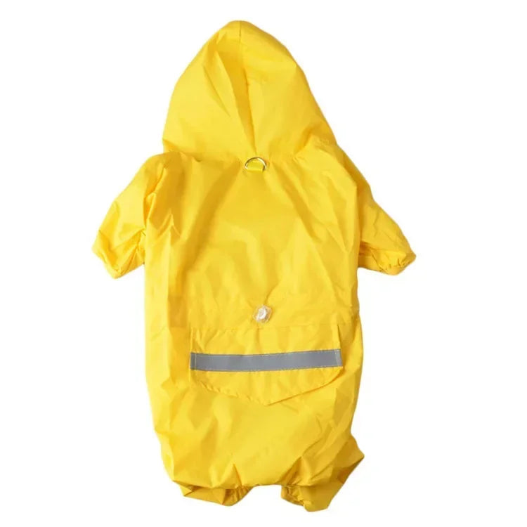 Reflective waterproof pet raincoat for dogs and cats with hood, outdoor puppy rainwear by I YAN, ideal for rainy weather.
