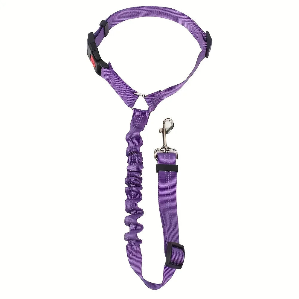 Elastic retractable dog leash with car seat belt attachment by I YAN, showing the leash extended with secure clip and durable design.