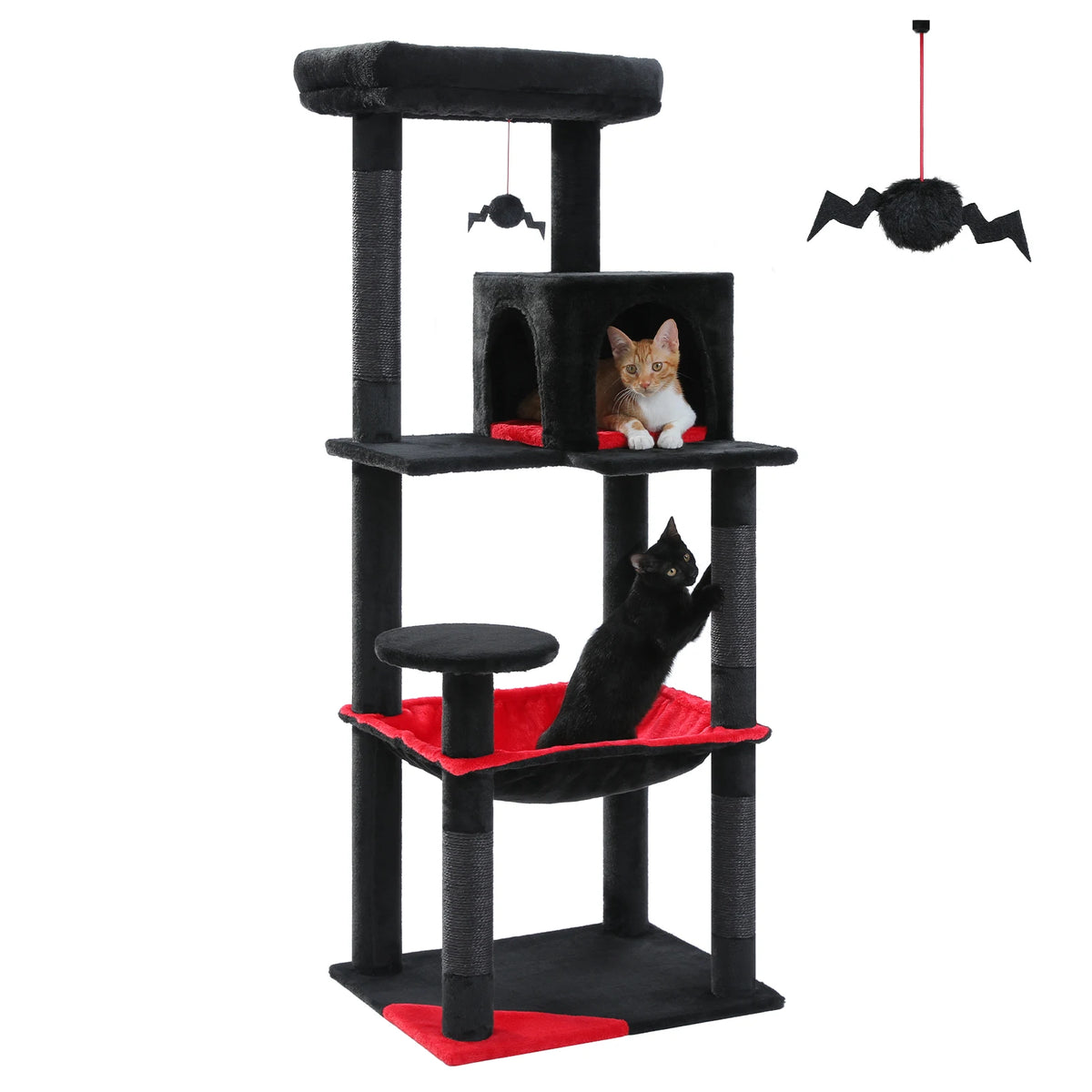 Indoor cat tree by I YAN featuring a 5-level tower with hammock, sisal scratching posts, cozy condo, and top perch for large cats.