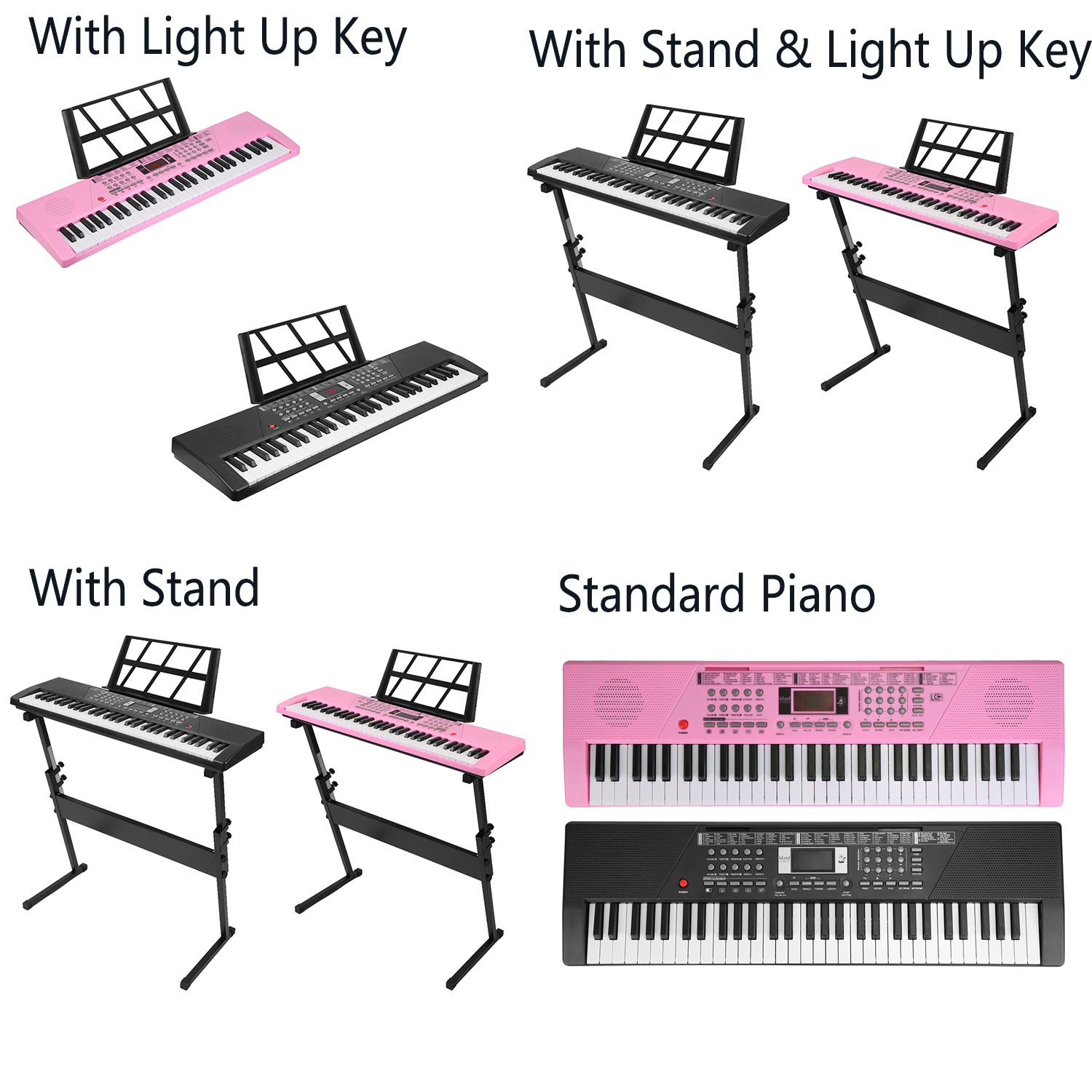 I YAN 61-key digital music keyboard with microphone for kids, featuring colorful electronic piano and stand, suitable for ages 3-12.