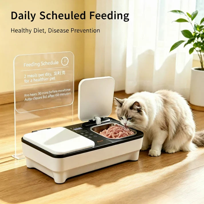 Smart Auto-Open Wet Food Feeder for Cats & Dogs | WiFi App Control | 250ml Dual Bowl