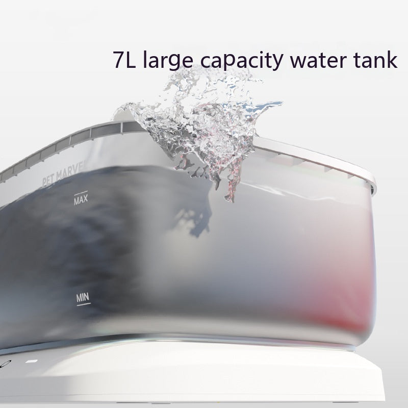 Wireless Pet Water Fountain by I YAN with a 7L smart dispenser for dogs and cats, showing the sleek water flow and reservoir.