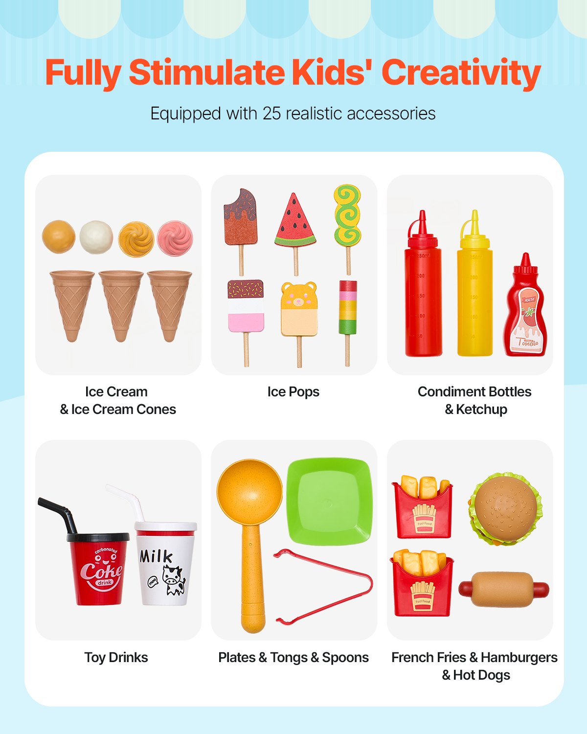 Wooden ice cream truck playset by I YAN featuring colorful pretend ice cream cones and a playful stand for kids aged 3-7