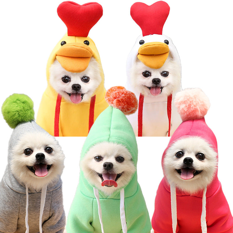 Cute fruit-themed fleece hoodie for small dogs and puppies, featuring colorful fruit patterns and cozy winter warmth.