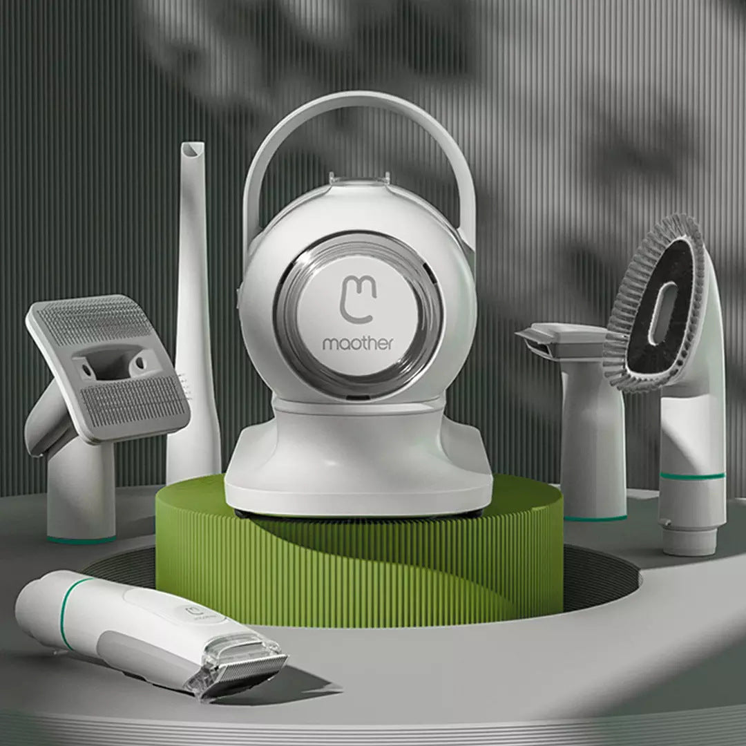 I YAN G2 Pet Grooming Kit with hair vacuum, showing grooming tools and suction system for smart pet clipping and trimming.