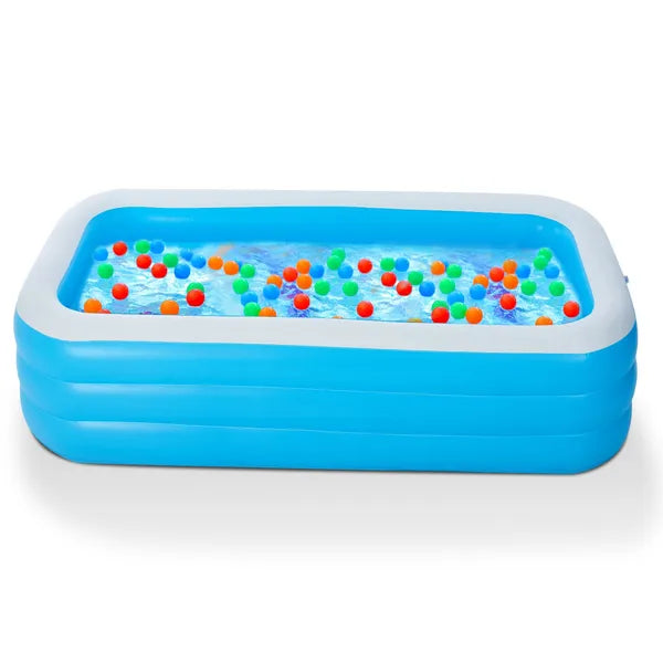 Large inflatable family swimming pool by I YAN, 120x72 inches, filled with water and suitable for kids and adults.