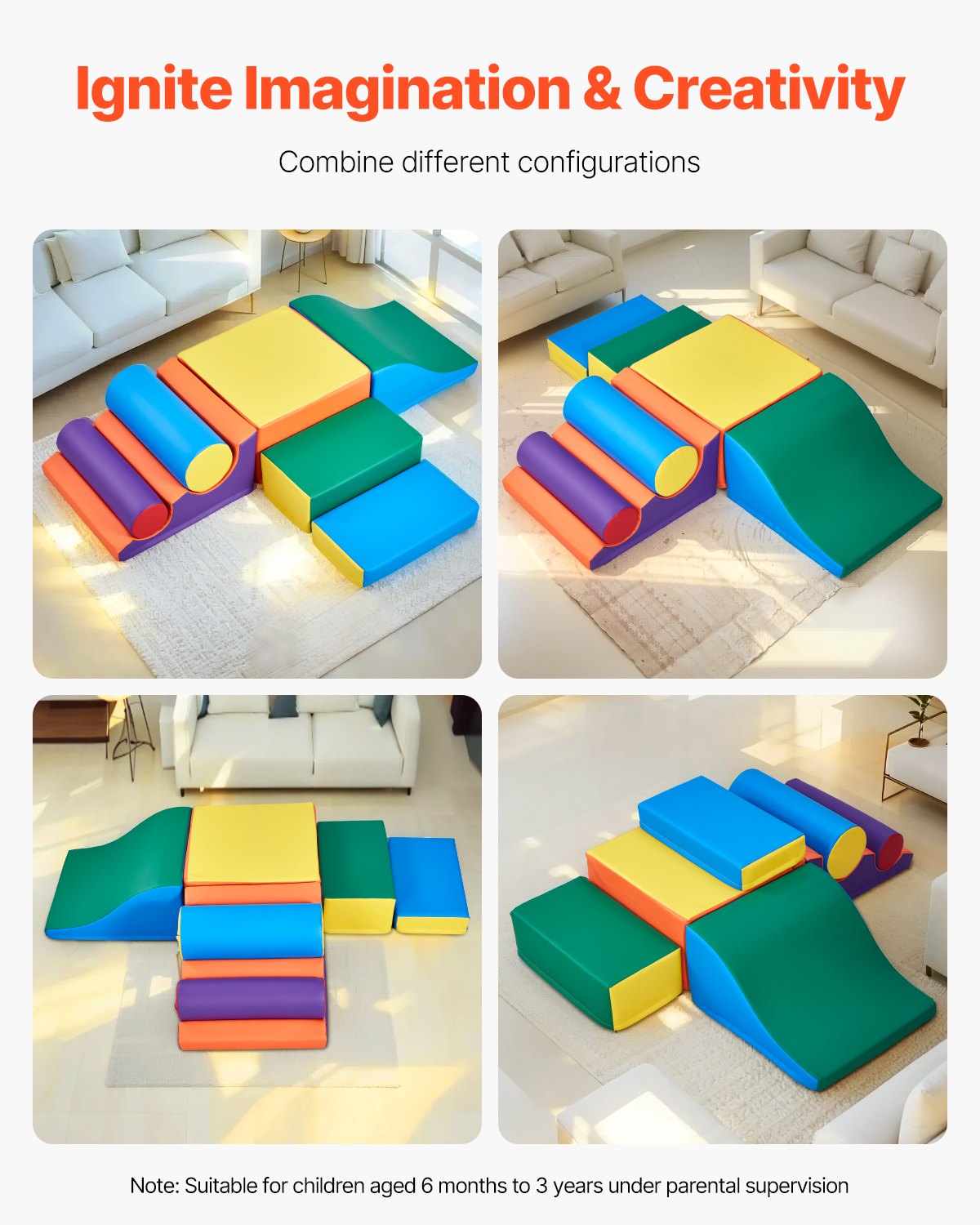Colorful foam climbing blocks set by I YAN, designed for toddlers and preschoolers to enhance motor skills and play.