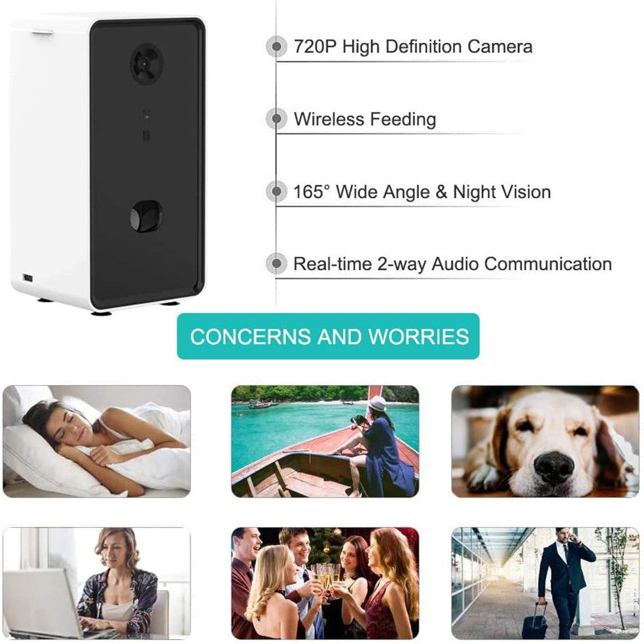 Smart WiFi pet feeder by I YAN with auto 0.5L food dispenser, app and Alexa control for cats and dogs.