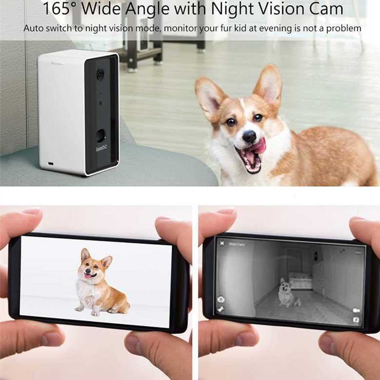 Smart WiFi pet feeder by I YAN with app and Alexa control, 0.5L automatic food dispenser for cats and dogs.