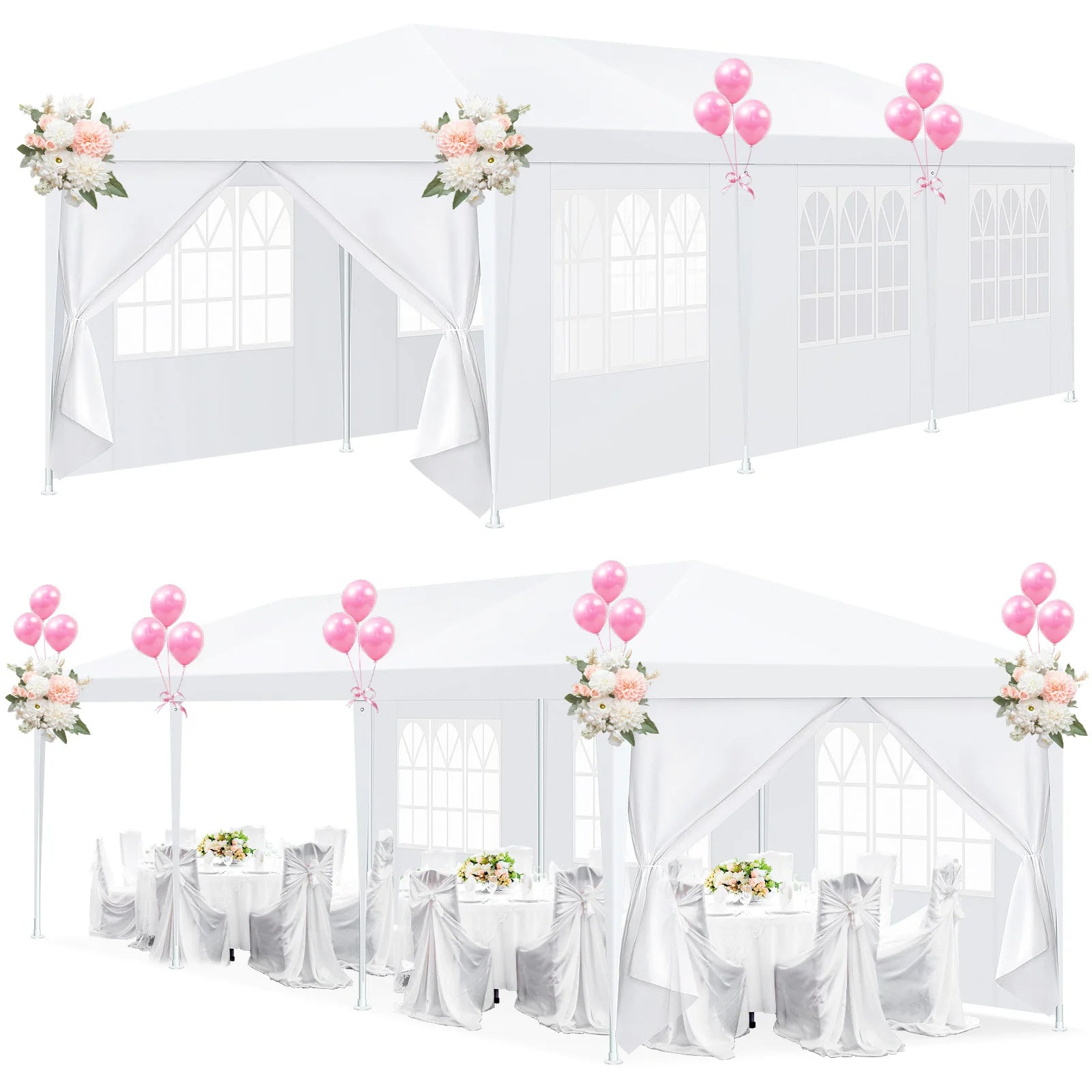 10x10/10x20/10x30ft Party Tent Outdoor Canopy Tent with Removable Sidewalls, Waterproof Party Tents for Parties,Wedding Events,BBQ