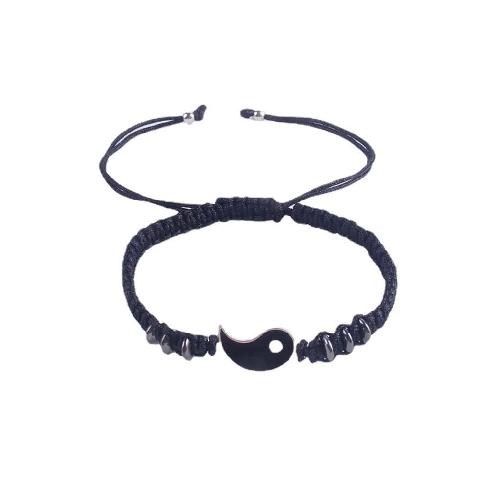 2022 New Best Friend Bracelets for 2 Matching Yin Yang Adjustable Cord Bracelet for Bff Friendship Relationship Boyfriend Girlfr
