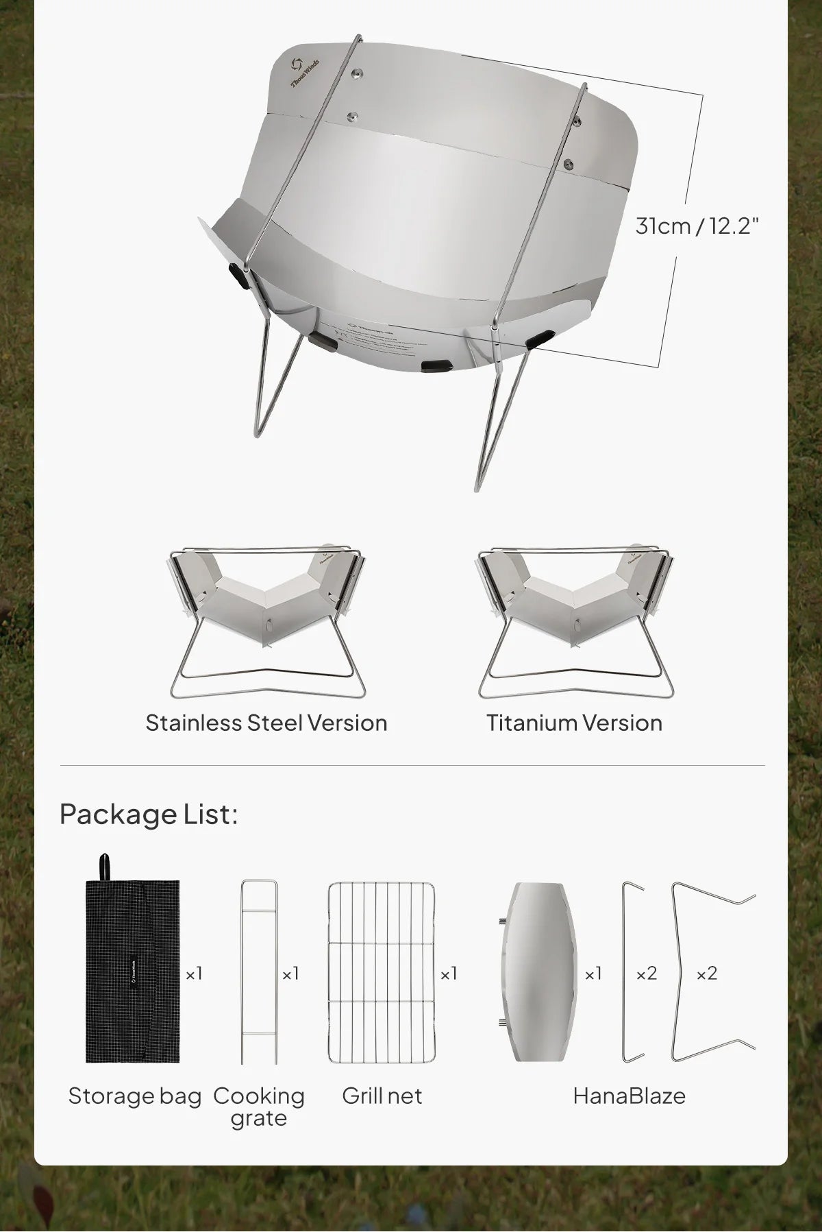 Ultralight Outdoor Foldable Stove Camping Quick-install Wood Stove Fire Pit for Trekking Heating Cooking