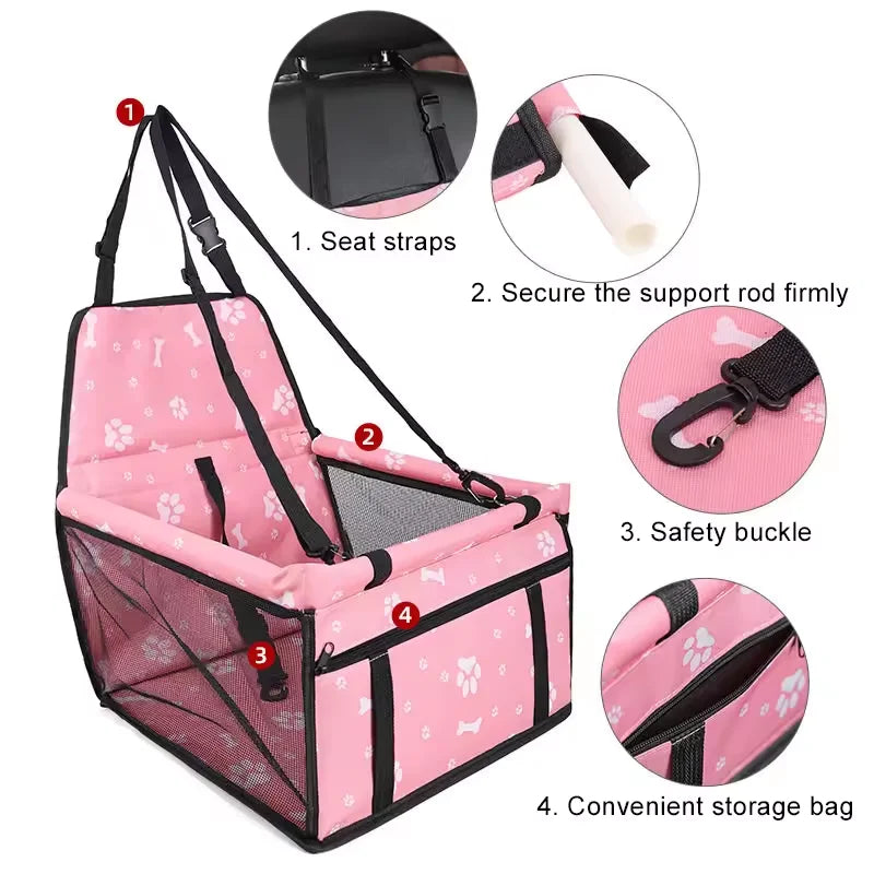 Pet Foldable And Portable Safety Seat Bag, Breathable And Not Stuffy In Summer, Suitable for Pet Travel Bags When Taking A Car For Small Medium Dogs Non-Slip Portable Travel Mat & Safety Bag