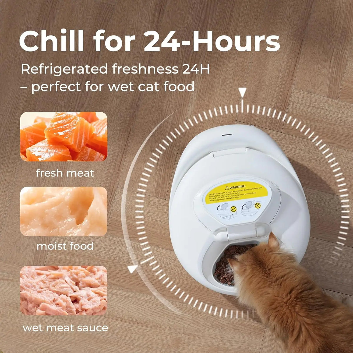 Robotail Smart Automatic Cat Feeder by I YAN with refrigerated and heated wet food dispenser, app control, and sleek design.
