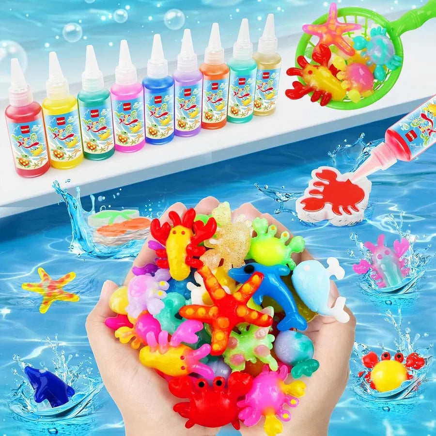 Kiditos Magic Water Elf Toy Kit by I YAN with colorful squishies, 20 gels, 10 molds, sensory water pets for kids aged 3+