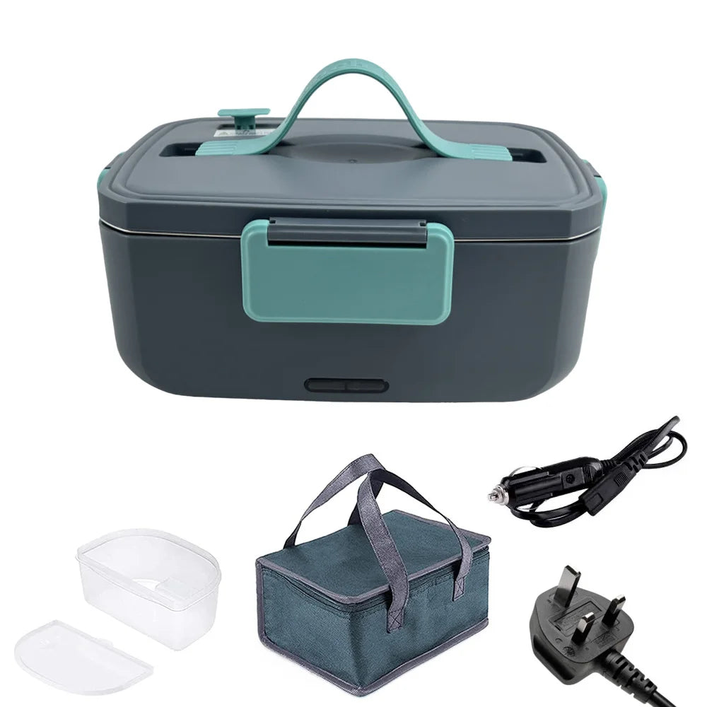 2L Electric Lunch Box 304 Stainless Steel No Water Needed Portable Food Warmer Automatic Heating Meal Container for Office Home