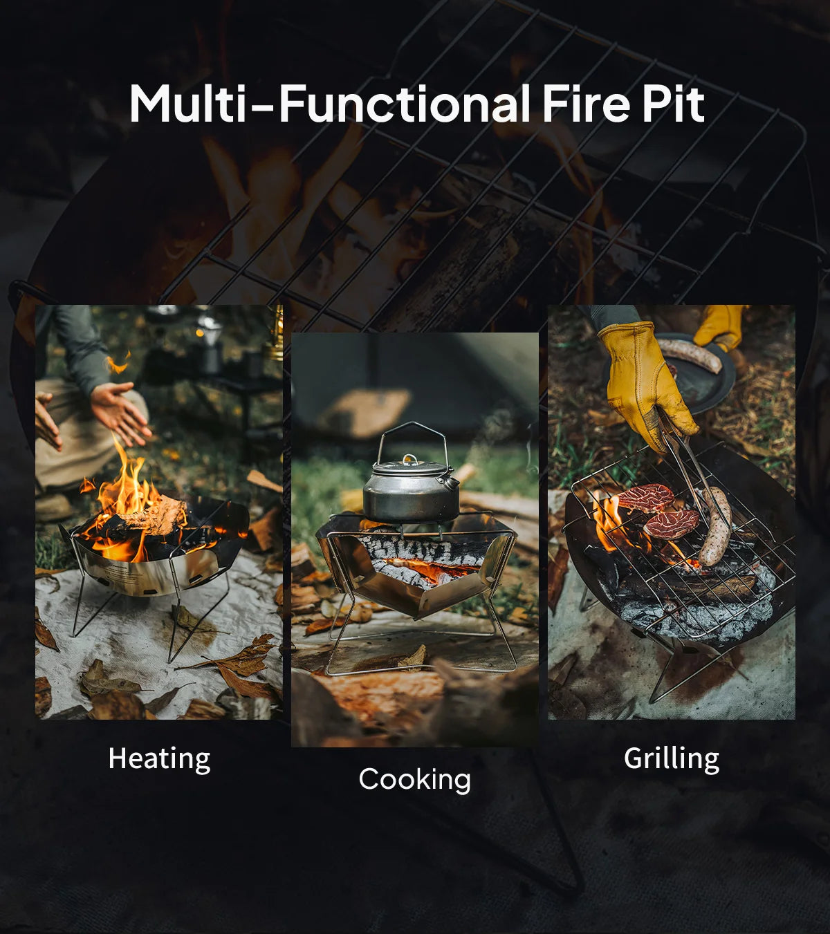 Ultralight Outdoor Foldable Stove Camping Quick-install Wood Stove Fire Pit for Trekking Heating Cooking