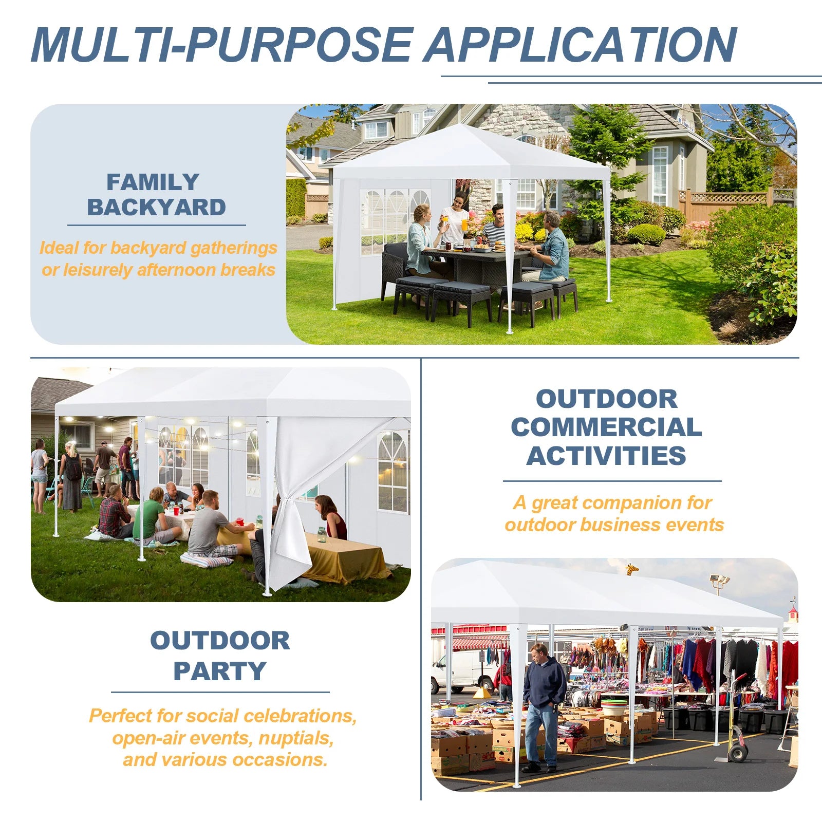 10x10/10x20/10x30ft Party Tent Outdoor Canopy Tent with Removable Sidewalls, Waterproof Party Tents for Parties,Wedding Events,BBQ