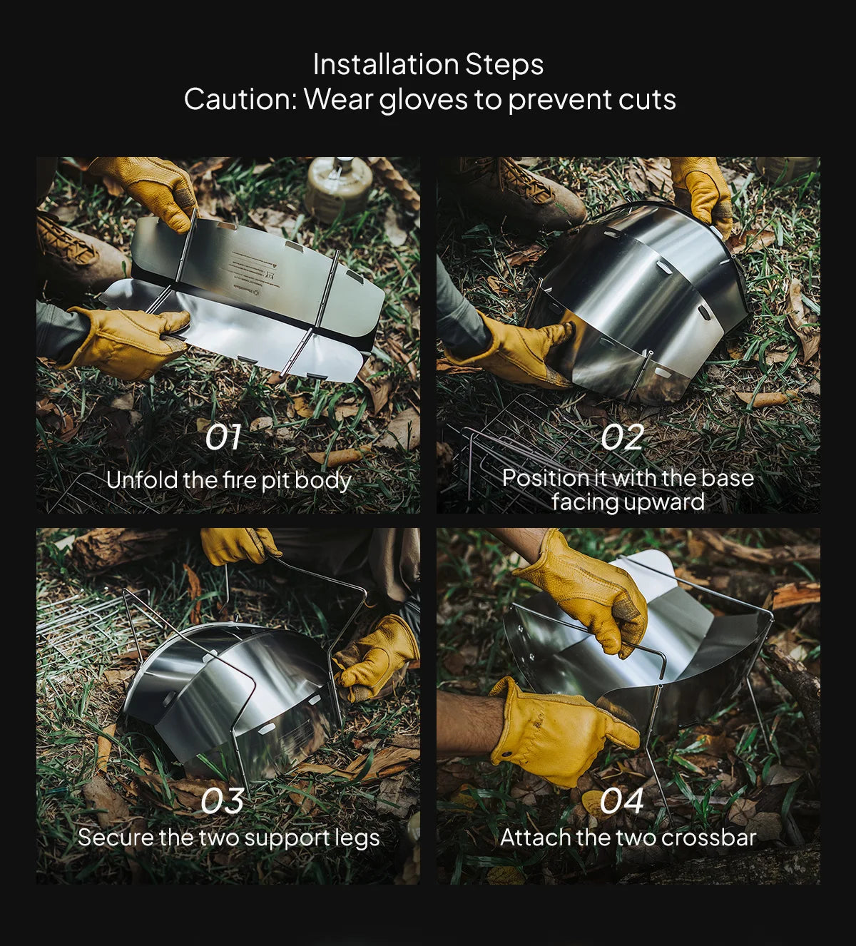 Ultralight Outdoor Foldable Stove Camping Quick-install Wood Stove Fire Pit for Trekking Heating Cooking