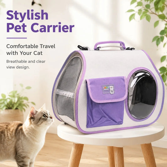I YAN breathable cat carrier bag with clear window, portable pet travel handbag for small dogs and cats, outdoor use, capsule bubble design