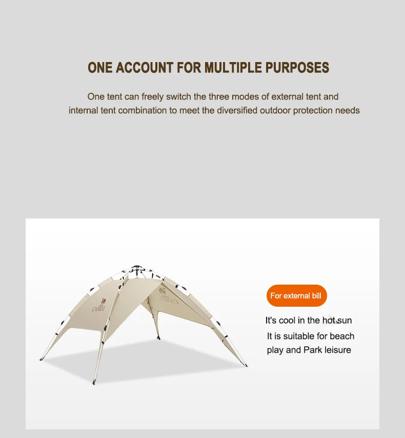 GOLDEN CAMEL 4 Person Camping Tents Travel Outdoor One-touch Tent Sun Protection Automatic Beach Tent Camping Equipment 텐트