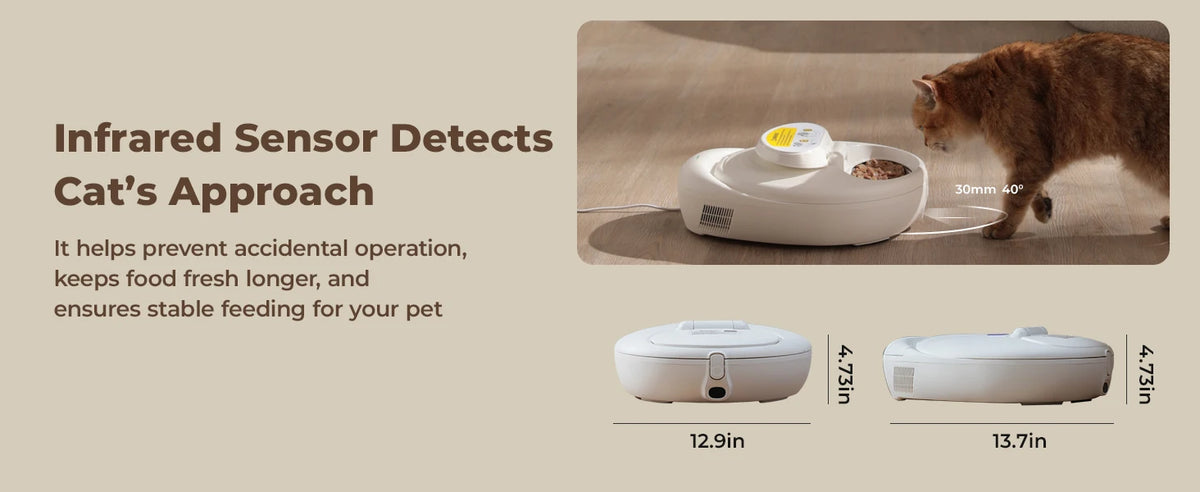 Robotail Smart Automatic Cat Feeder by I YAN, refrigerated and heated wet food dispenser with app control for cats.