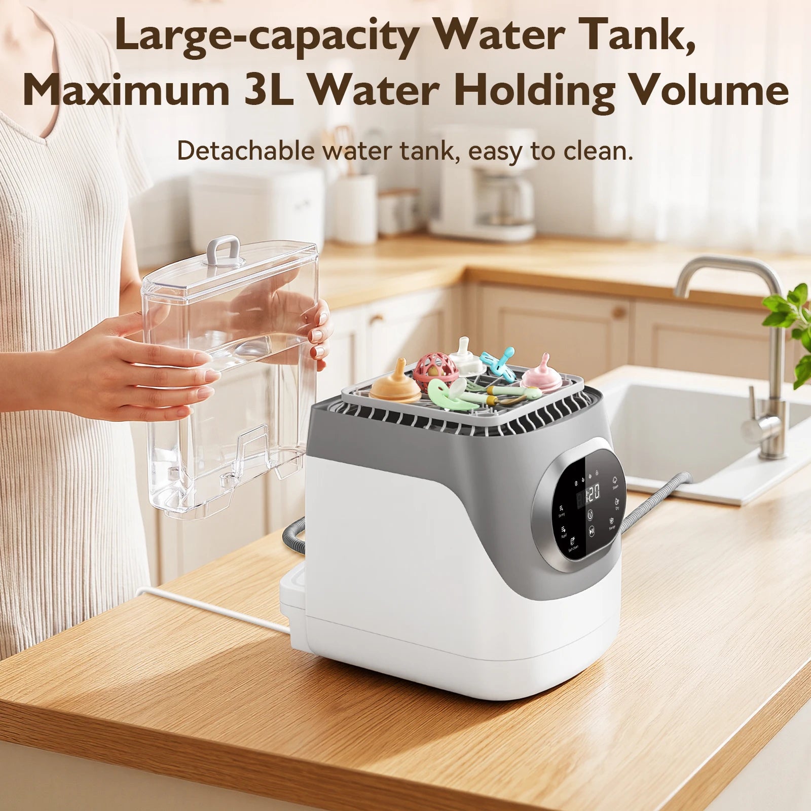 I YAN baby bottle care machine with sterilizer and dryer for bottles, breast pump accessories, and all baby feeding items.