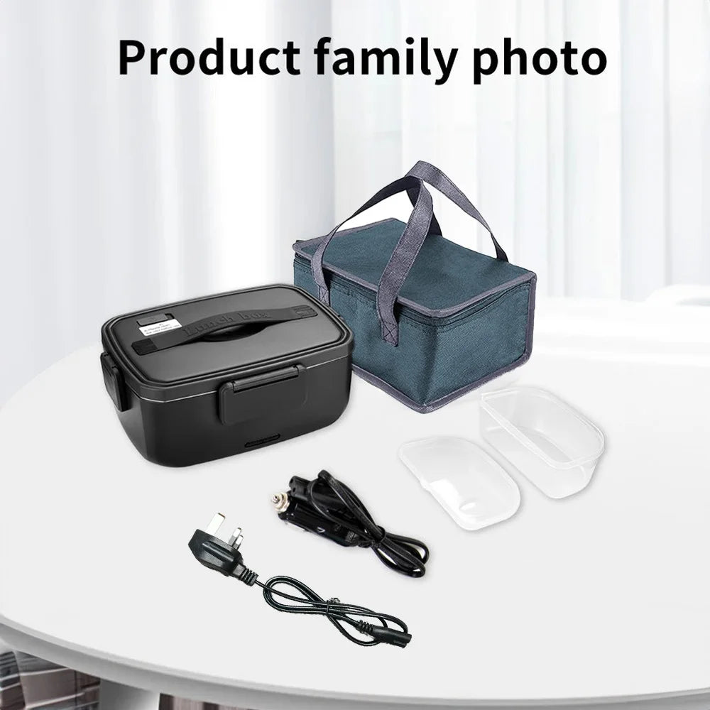 2L Electric Lunch Box 304 Stainless Steel No Water Needed Portable Food Warmer Automatic Heating Meal Container for Office Home