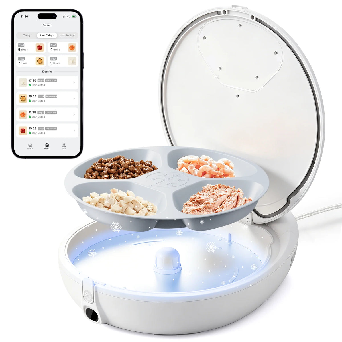 Robotail Smart Automatic Cat Feeder by I YAN, refrigerated and heated wet food dispenser with app control for pets.