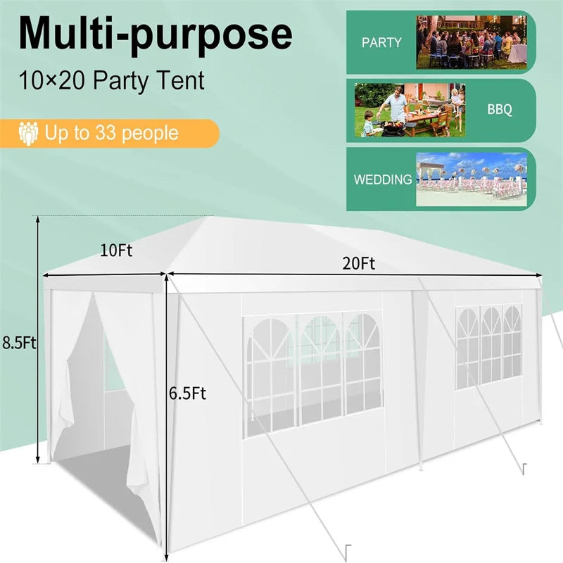 10x10/10x20/10x30ft Party Tent Outdoor Canopy Tent with Removable Sidewalls, Waterproof Party Tents for Parties,Wedding Events,BBQ
