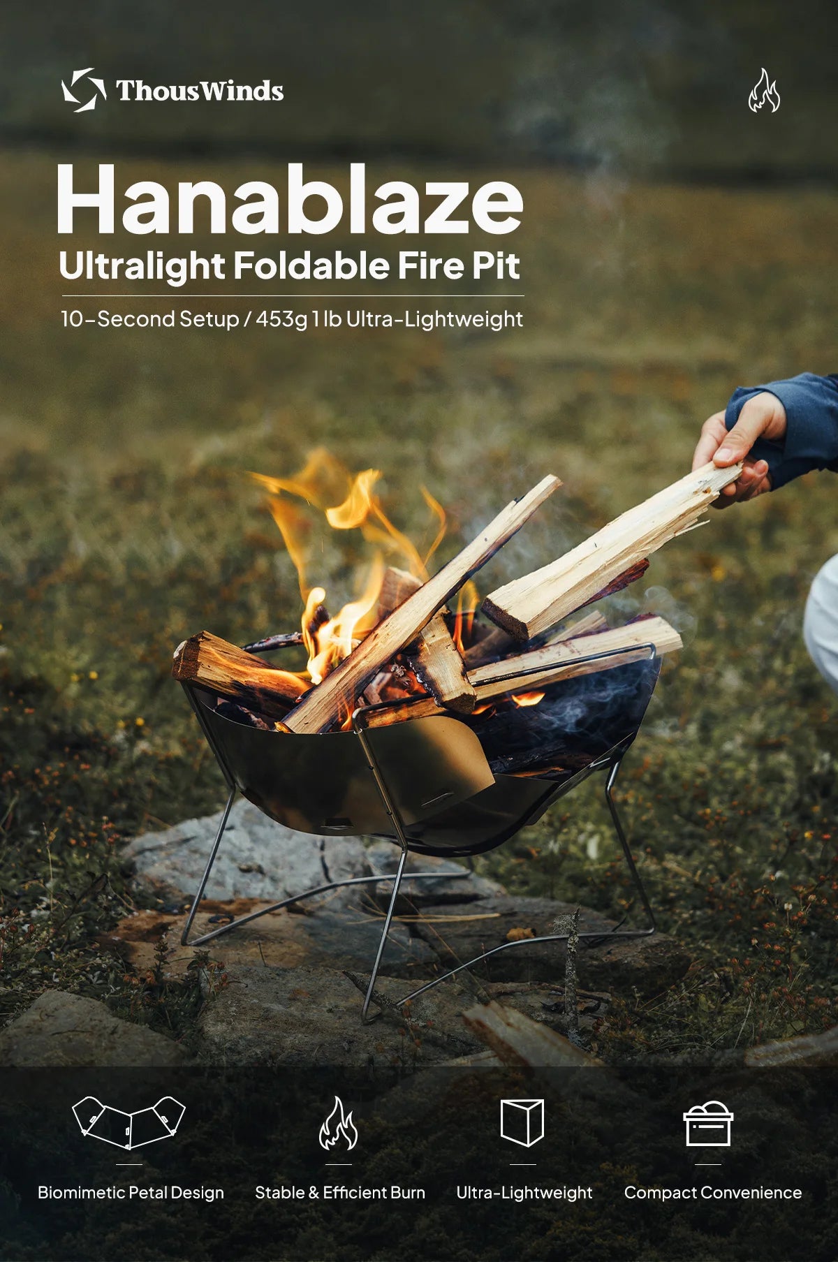Ultralight Outdoor Foldable Stove Camping Quick-install Wood Stove Fire Pit for Trekking Heating Cooking