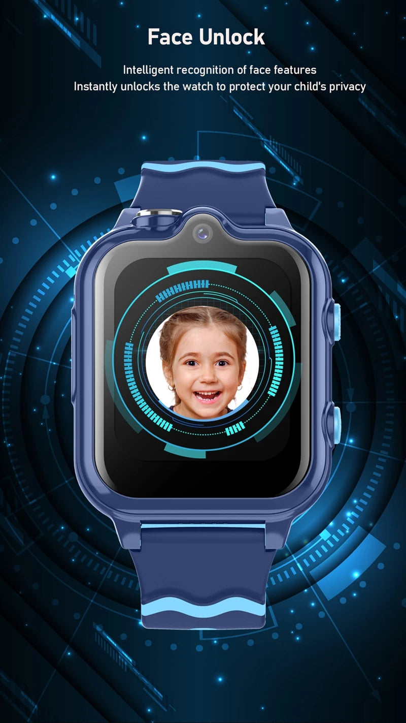 Wonlex KT18Pro kids 4G smart watch with dual cameras, GPS, SOS, and WhatsApp on Android 8.1, featuring colorful design and screen display.