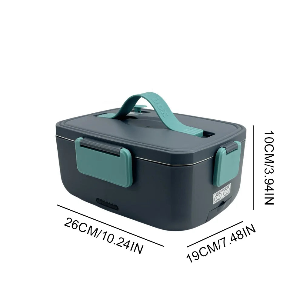2L Electric Lunch Box 304 Stainless Steel No Water Needed Portable Food Warmer Automatic Heating Meal Container for Office Home