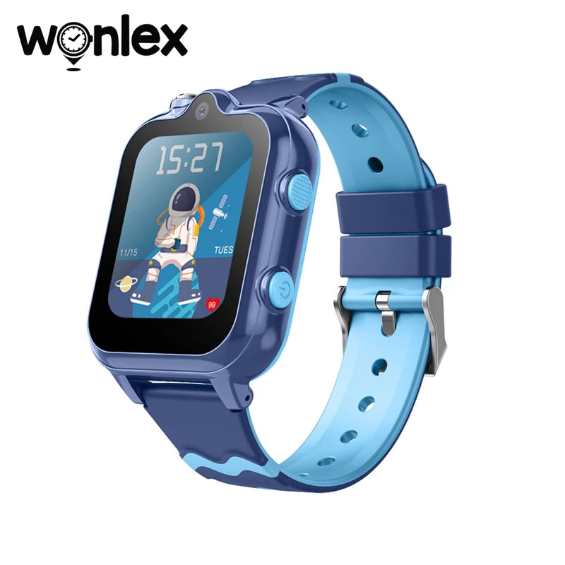 Wonlex Kids Smart Watch KT18Pro with dual cameras, GPS, SOS, and WhatsApp on Android 8.1, designed for children.