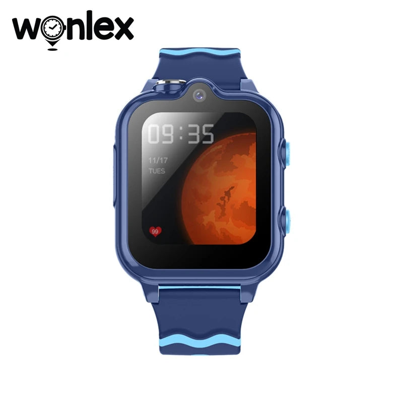 Wonlex KT18Pro kids 4G smartwatch with dual cameras, GPS, SOS, and WhatsApp on Android 8.1, designed for children.