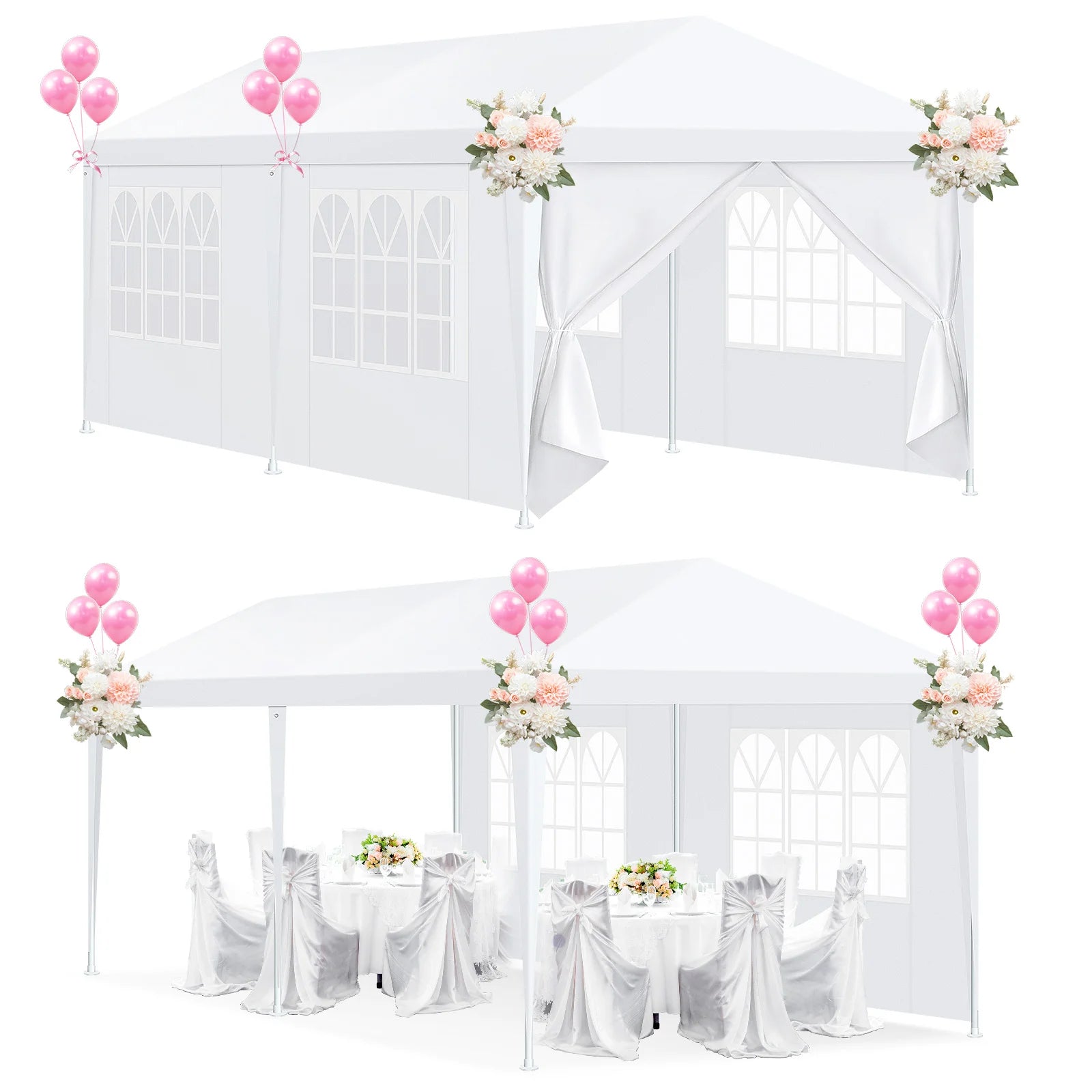 10x10/10x20/10x30ft Party Tent Outdoor Canopy Tent with Removable Sidewalls, Waterproof Party Tents for Parties,Wedding Events,BBQ