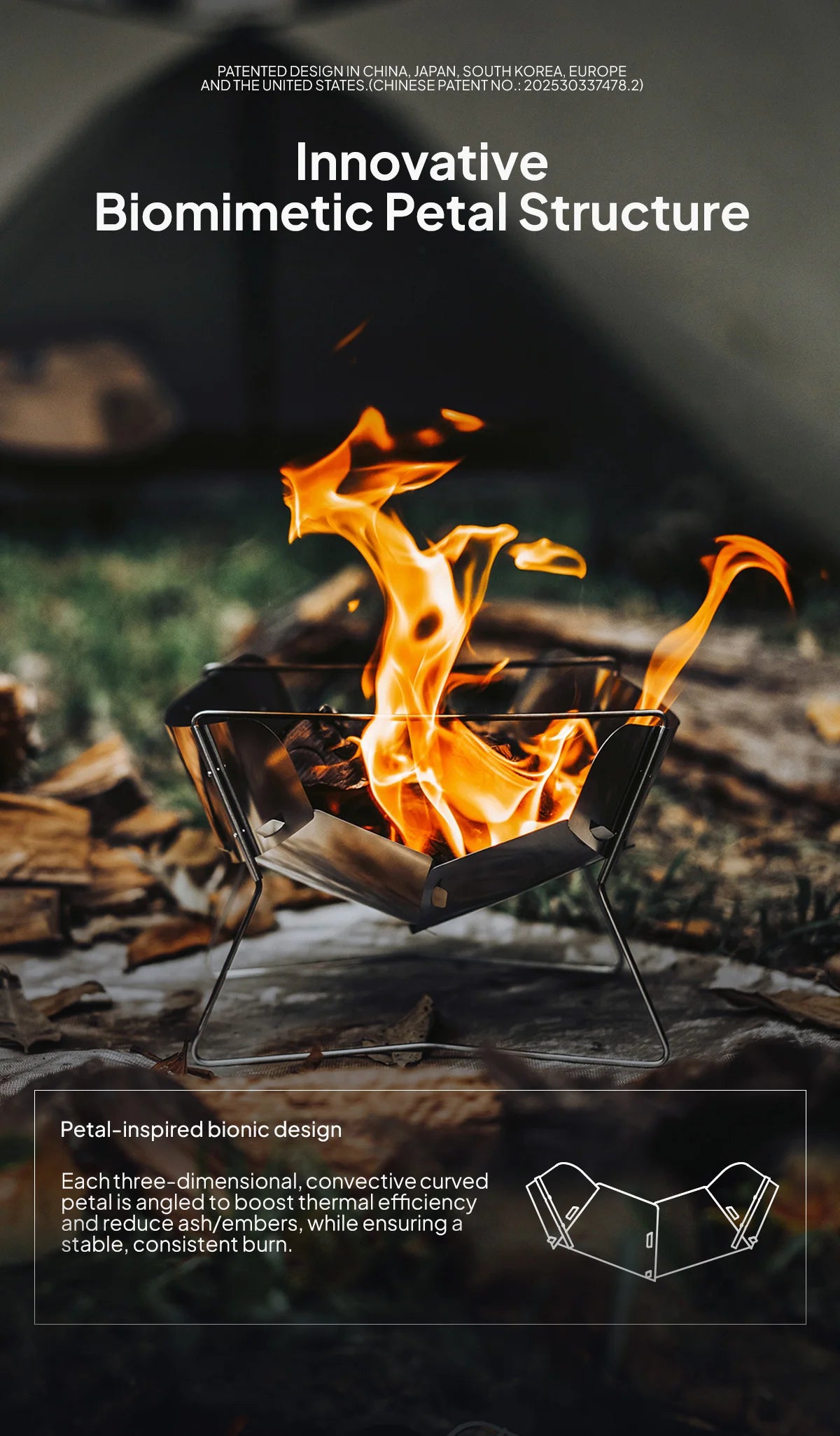 Ultralight Outdoor Foldable Stove Camping Quick-install Wood Stove Fire Pit for Trekking Heating Cooking