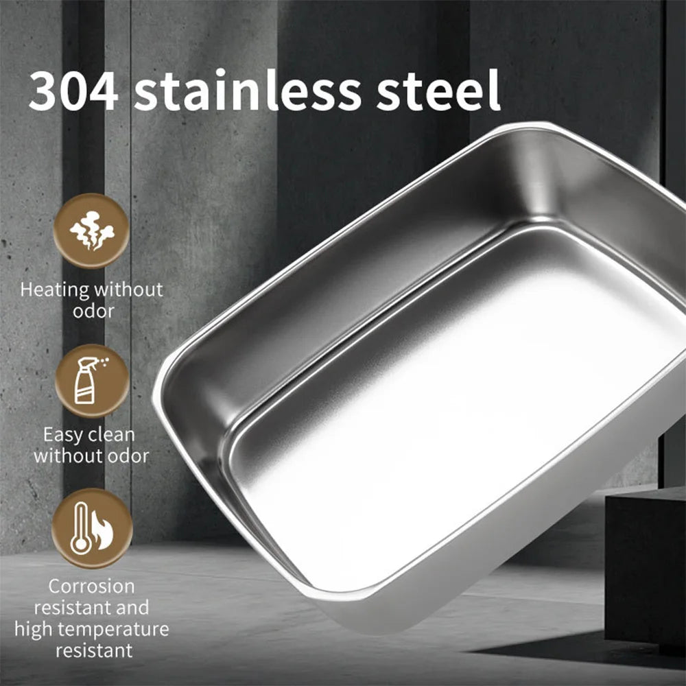 2L Electric Lunch Box 304 Stainless Steel No Water Needed Portable Food Warmer Automatic Heating Meal Container for Office Home
