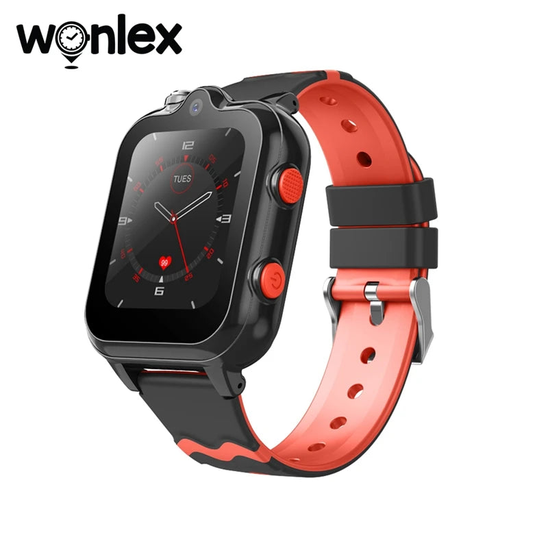 Wonlex Kids Smart Watch KT18Pro with dual camera, GPS, SOS, and WhatsApp, featuring a colorful display and Android 8.1.