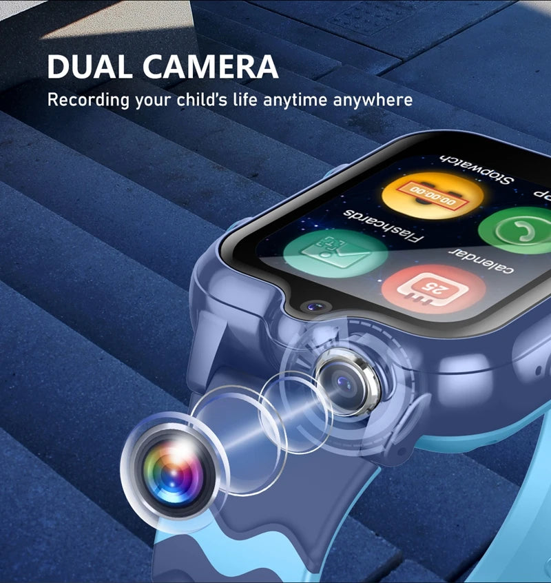 Wonlex KT18Pro kids' 4G smart watch with dual cameras, GPS, SOS, and WhatsApp for Android 8.1.