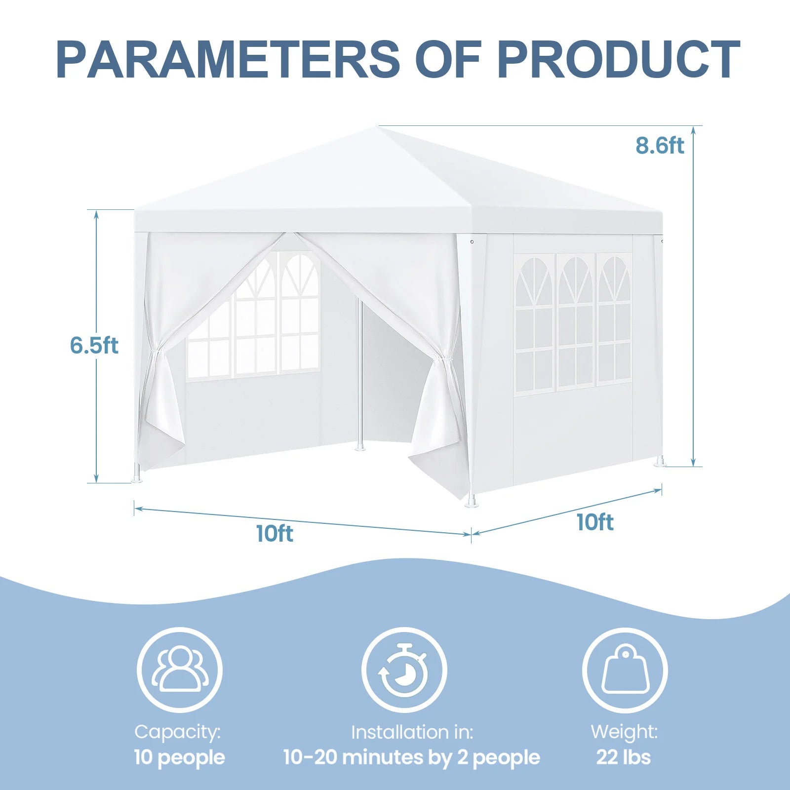 10x10/10x20/10x30ft Party Tent Outdoor Canopy Tent with Removable Sidewalls, Waterproof Party Tents for Parties,Wedding Events,BBQ